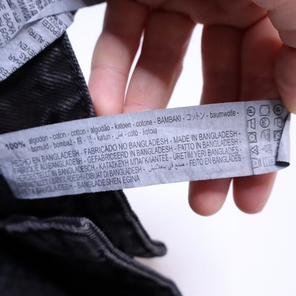 ZARA High Rise Frayed Denim Shorts Black Stone Washed Cutoff Casual Women's 6 - Picture 12 of 12